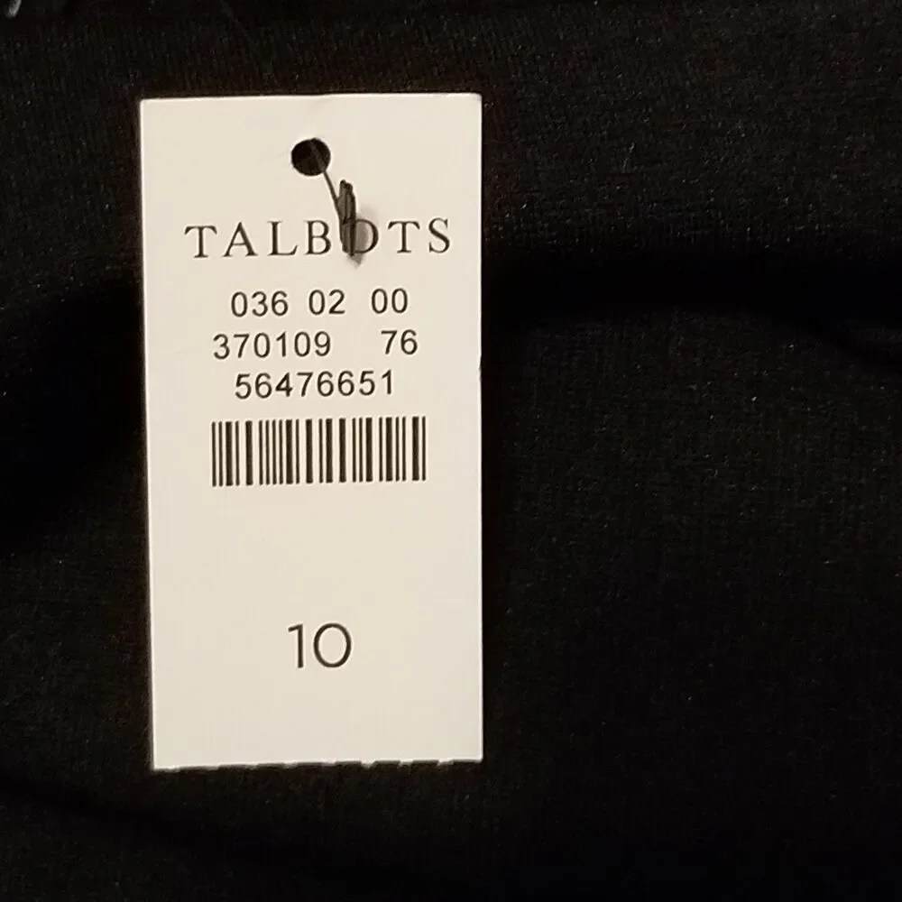 Talbots 10 Dress Black Sheer Sleeves Mock Neck Shift Short Mod Retro Whimsigoth